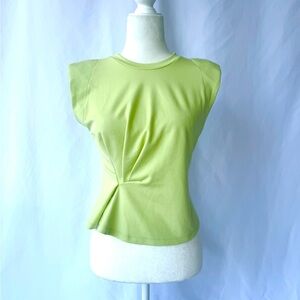 Lettuce Edge Lime Green Ruched Top – Size Small